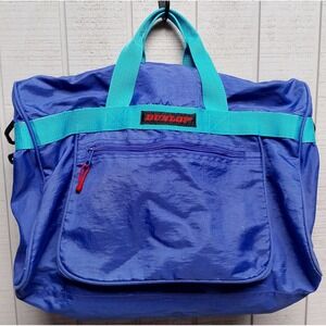 Vintage Duffel Bag Dunlop Purple Teal Blue 80s 90s Gym Bag Tennis Duffle Sports
